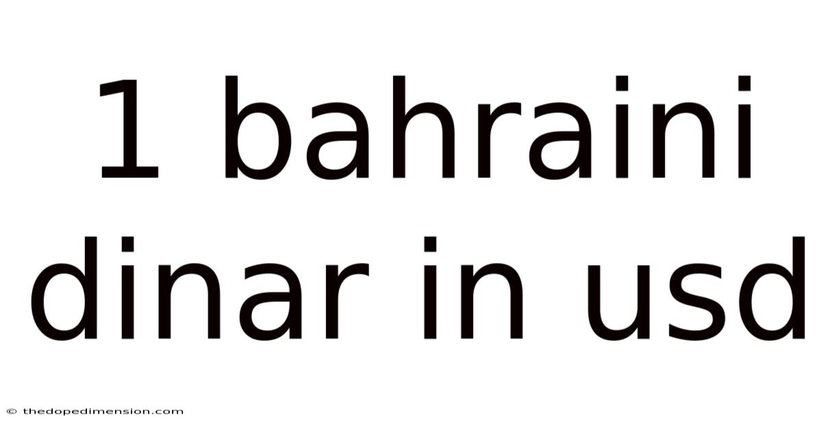 1 Bahraini Dinar In Usd