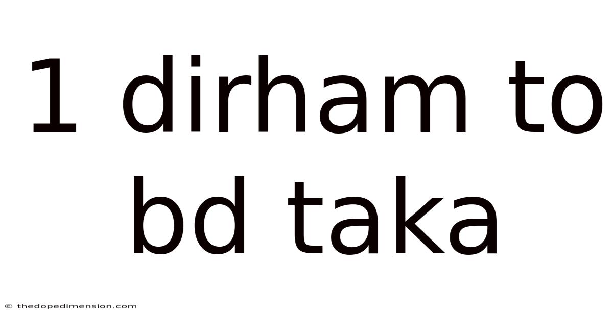 1 Dirham To Bd Taka