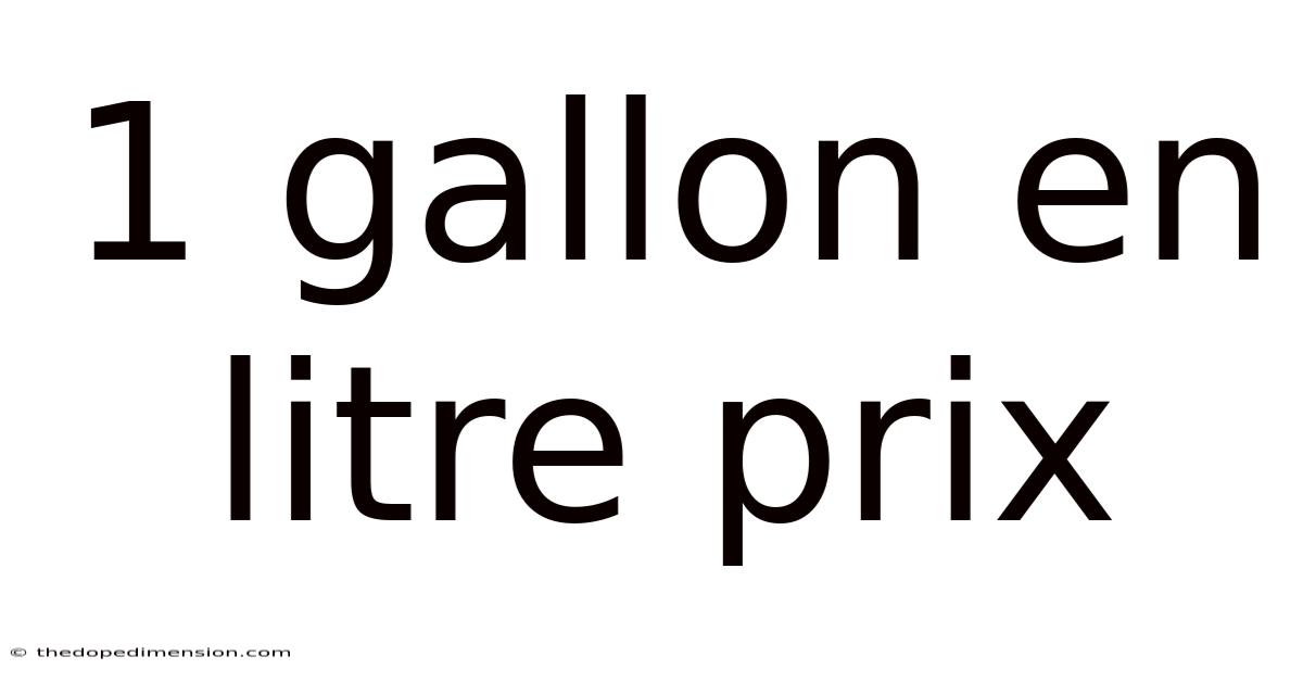 1 Gallon En Litre Prix