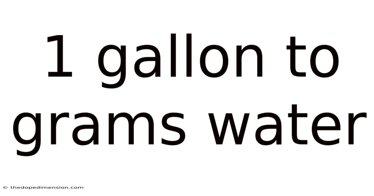 1 Gallon To Grams Water