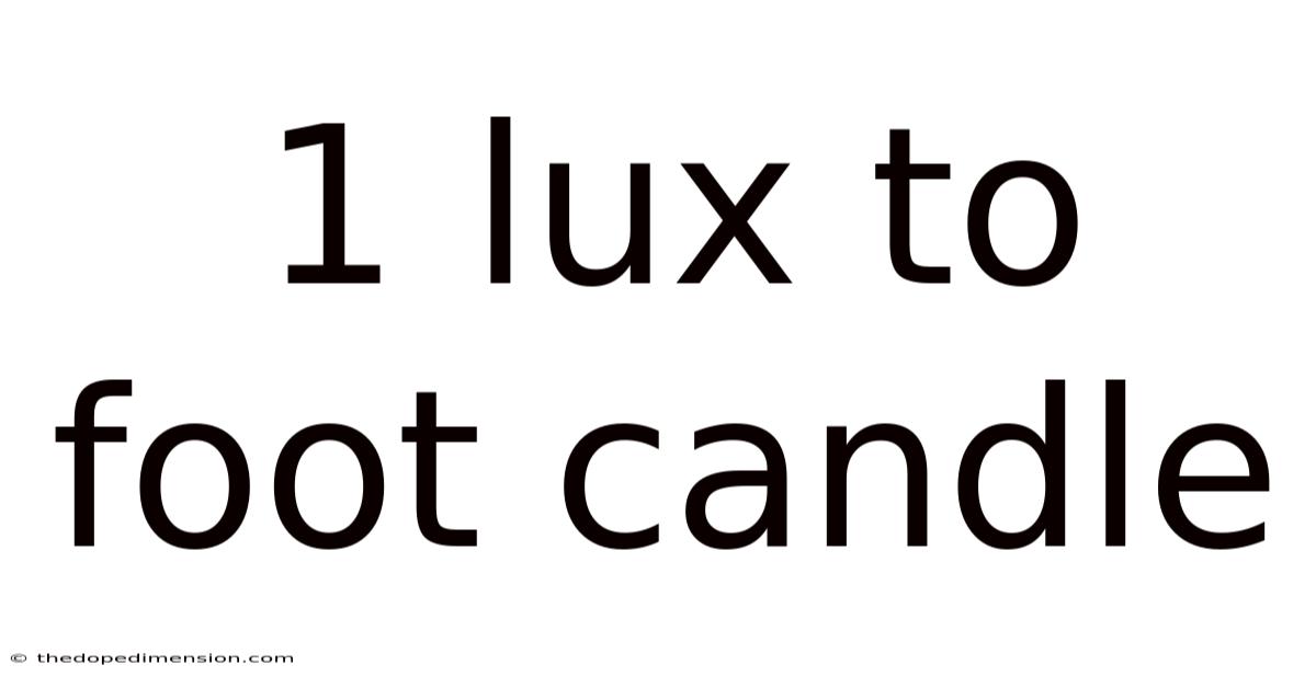 1 Lux To Foot Candle