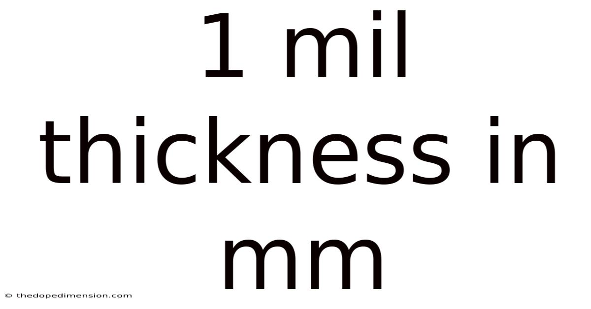 1 Mil Thickness In Mm
