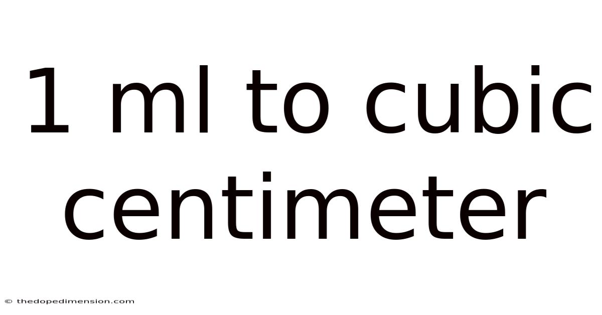 1 Ml To Cubic Centimeter