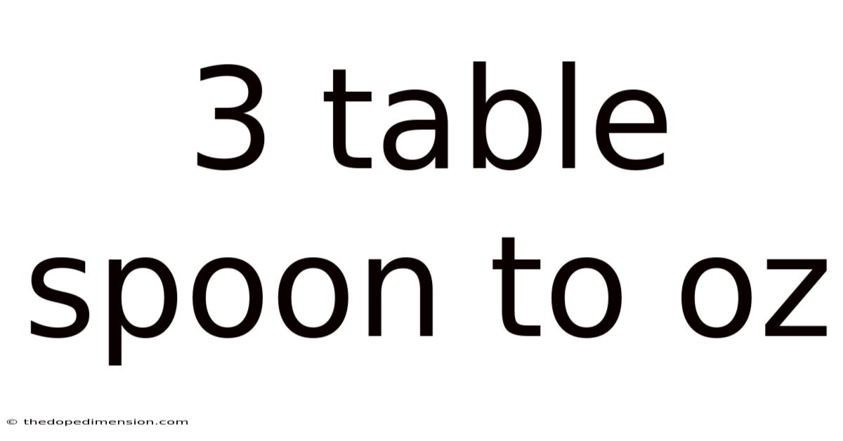 3 Table Spoon To Oz