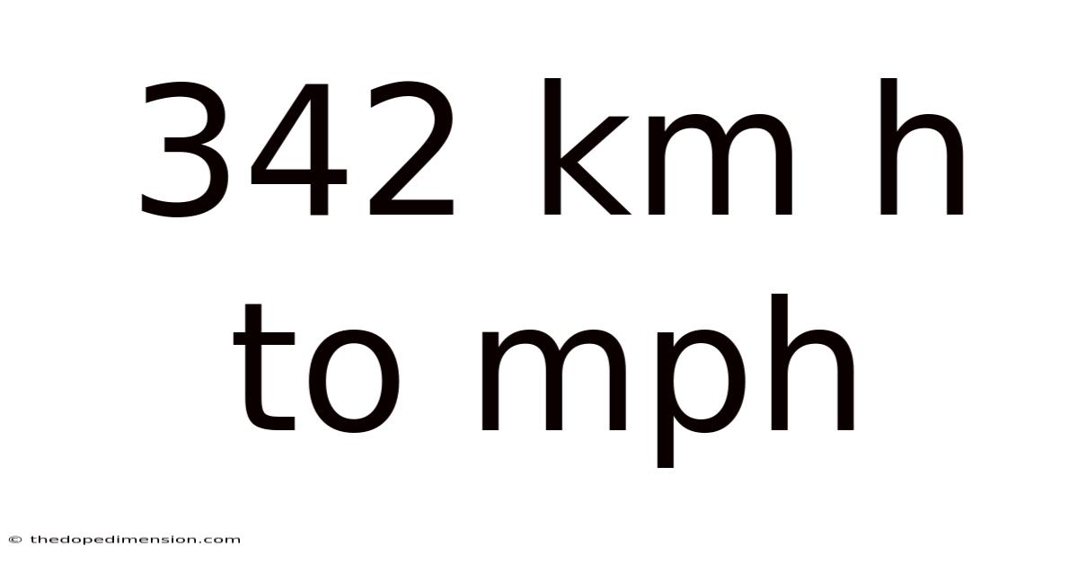 342 Km H To Mph