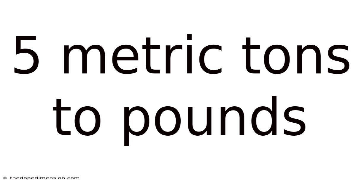 5 Metric Tons To Pounds