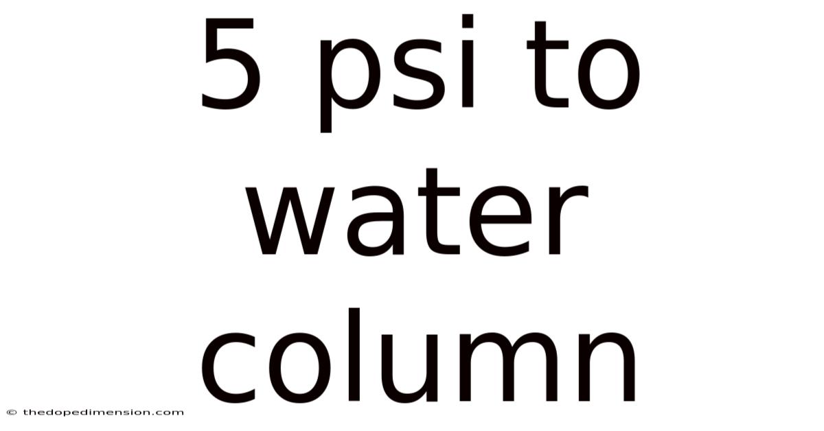 5 Psi To Water Column