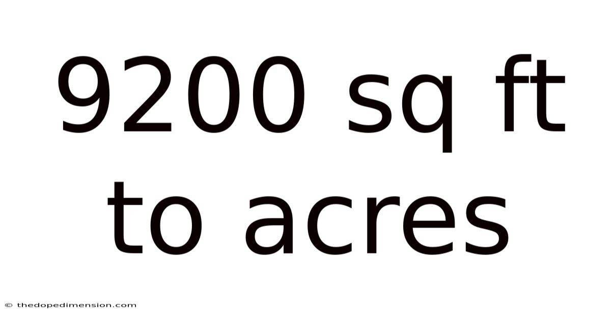 9200 Sq Ft To Acres