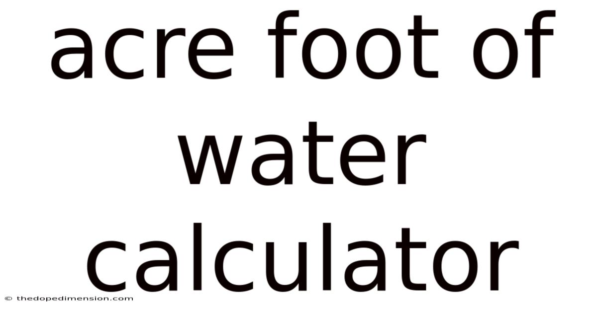 Acre Foot Of Water Calculator
