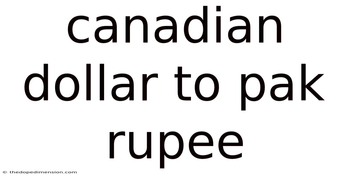 Canadian Dollar To Pak Rupee