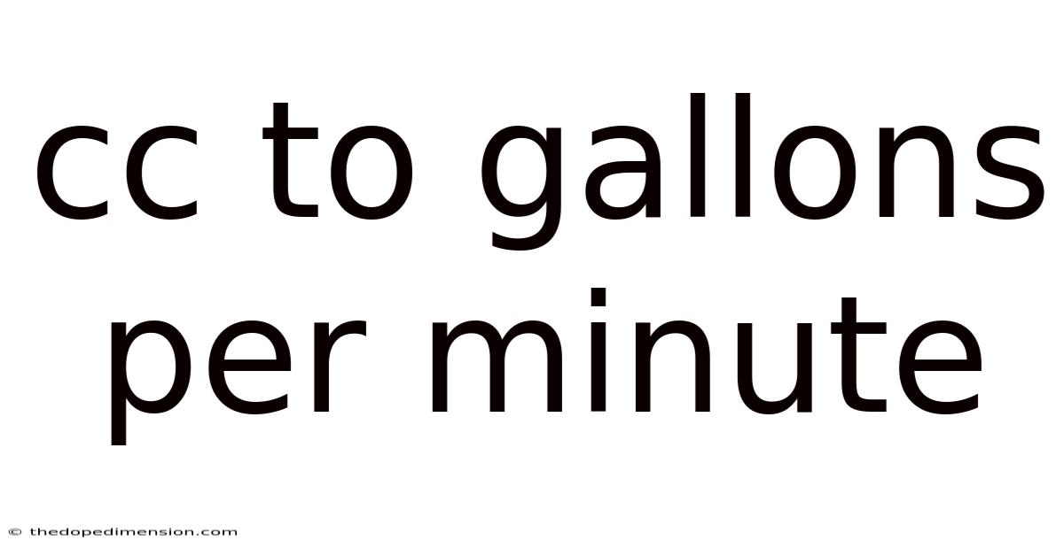 Cc To Gallons Per Minute
