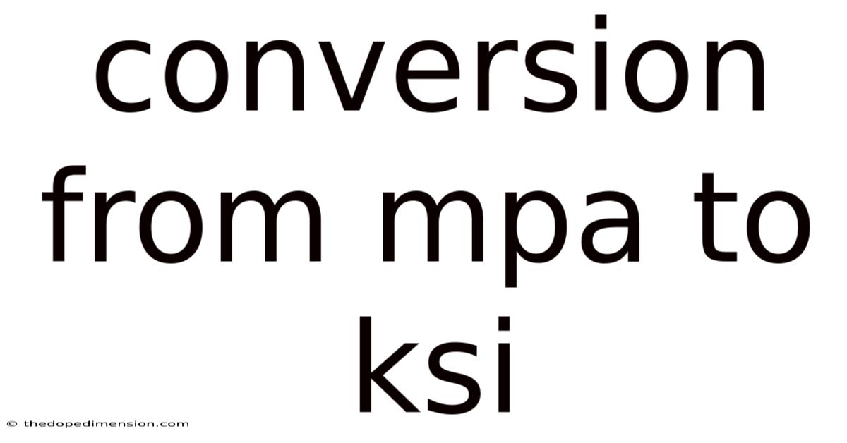 Conversion From Mpa To Ksi