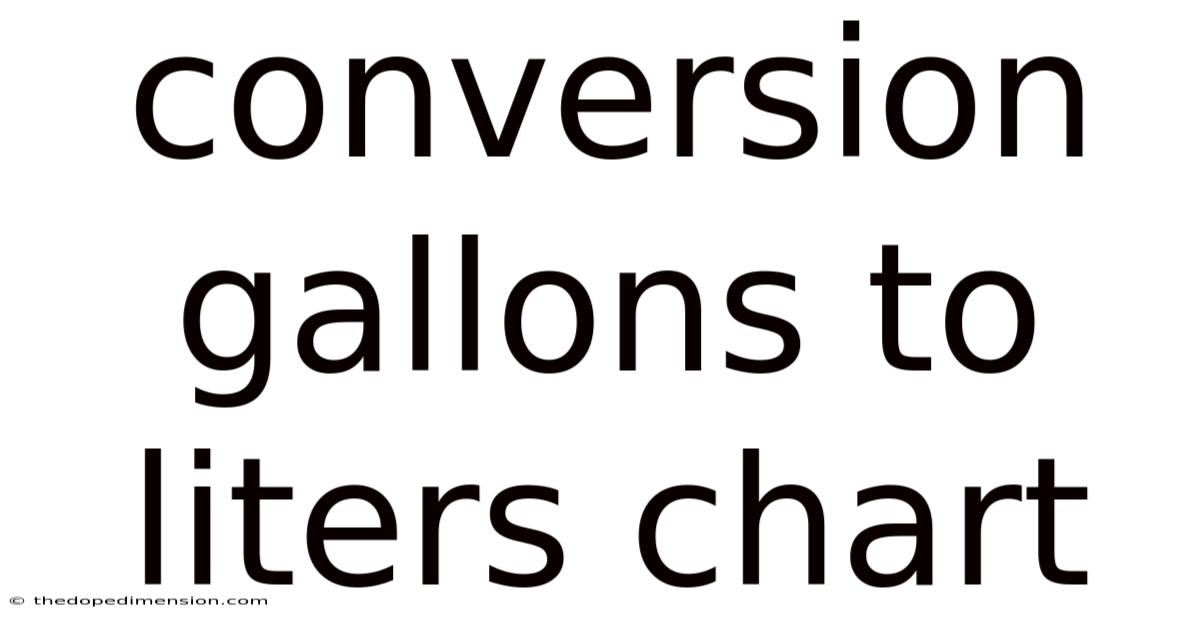 Conversion Gallons To Liters Chart