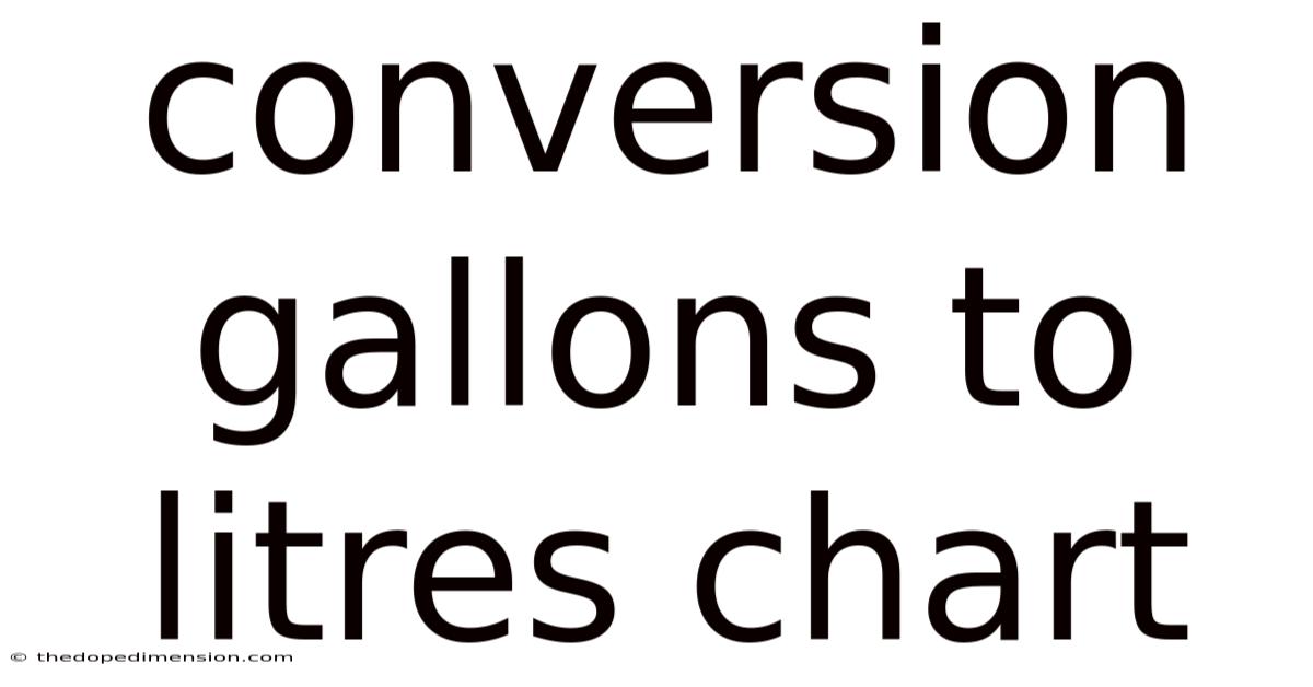 Conversion Gallons To Litres Chart