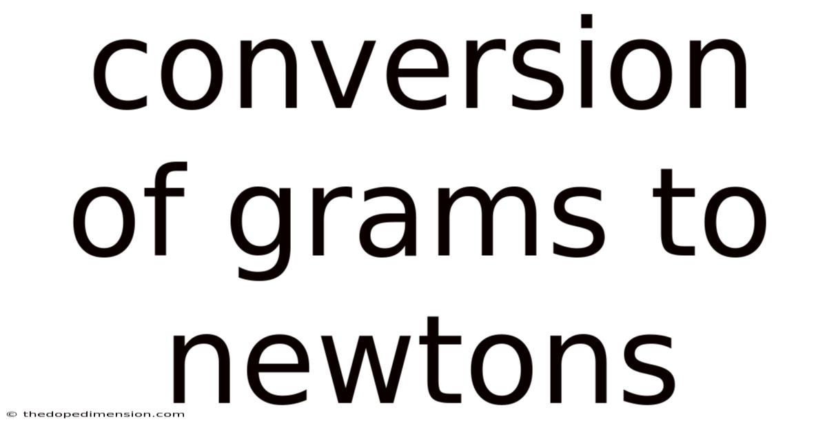 Conversion Of Grams To Newtons