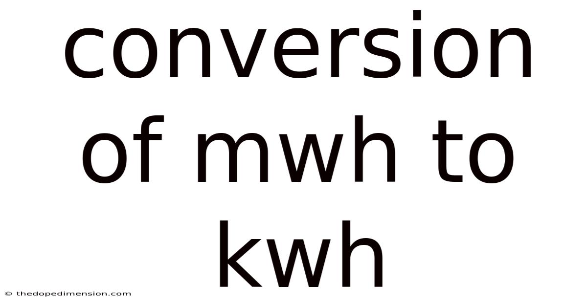 Conversion Of Mwh To Kwh