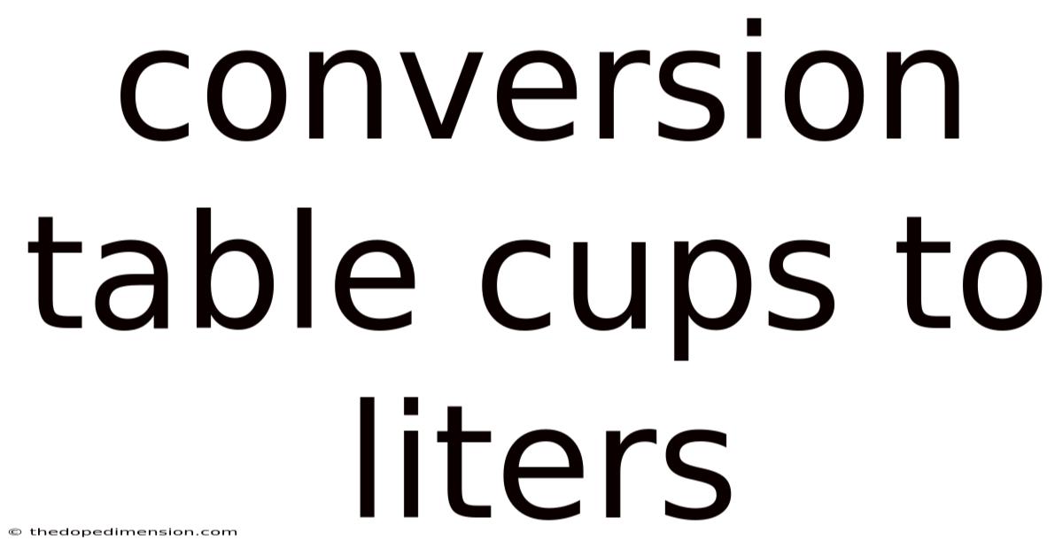 Conversion Table Cups To Liters