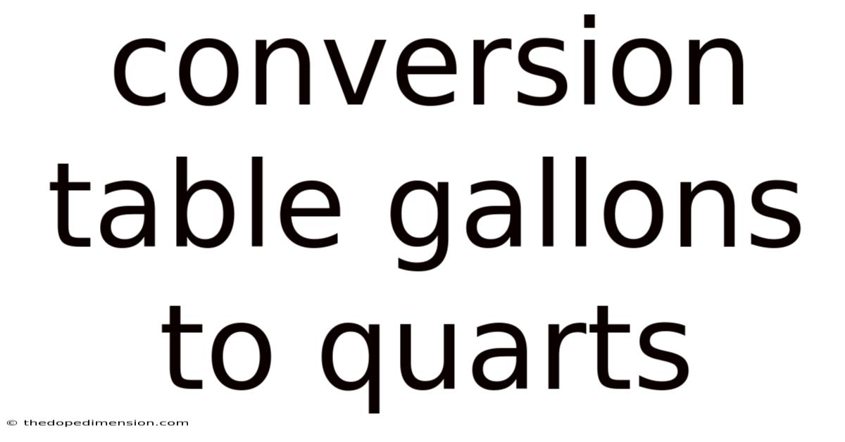 Conversion Table Gallons To Quarts