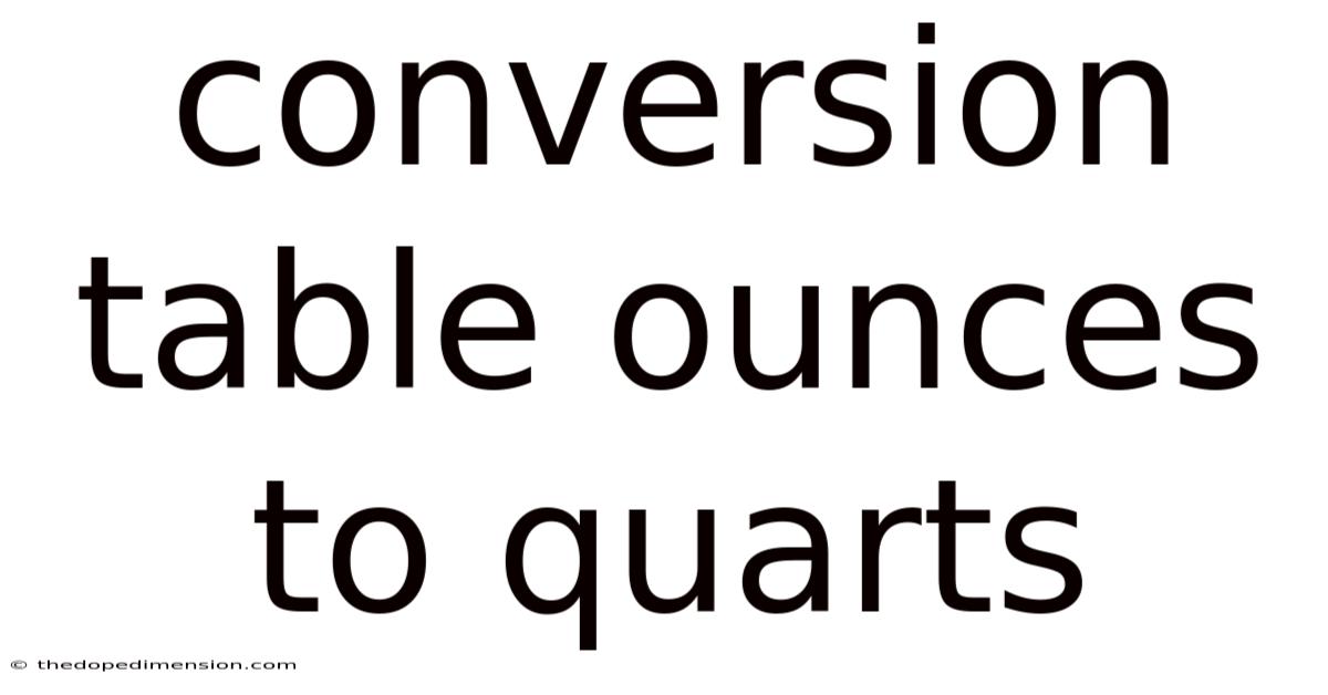 Conversion Table Ounces To Quarts