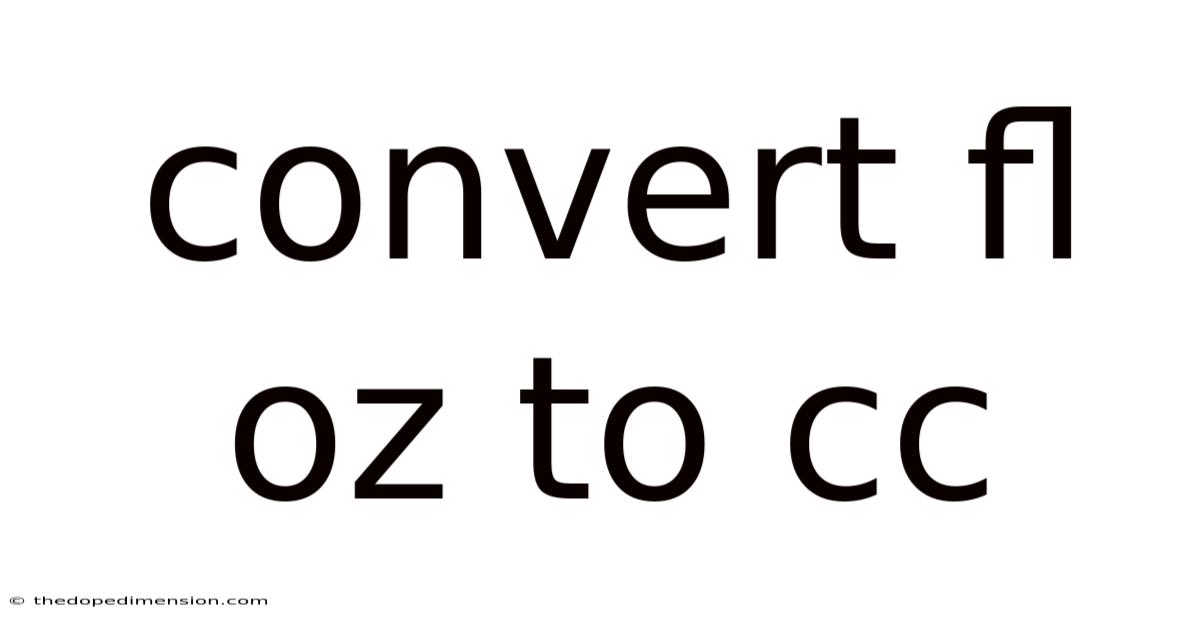 Convert Fl Oz To Cc