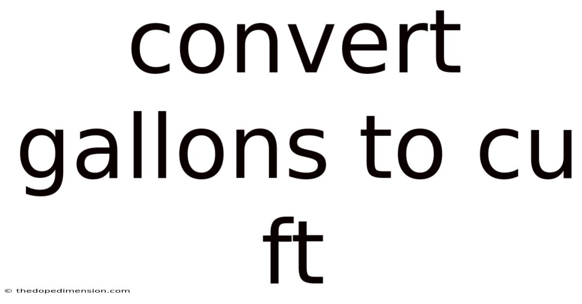 Convert Gallons To Cu Ft