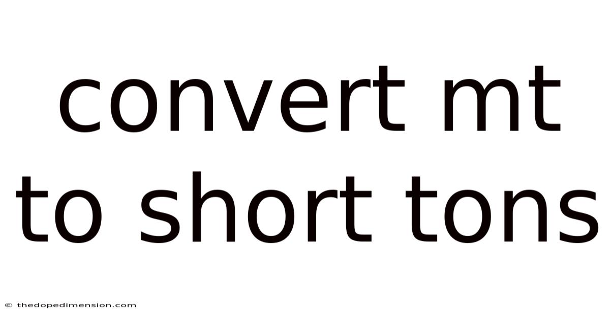 Convert Mt To Short Tons