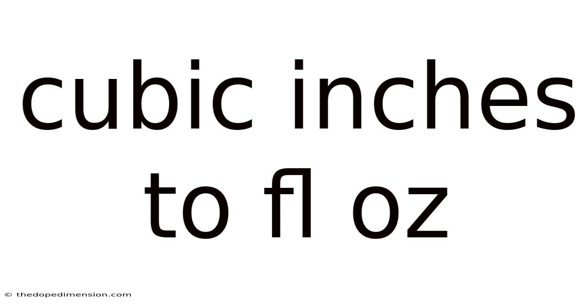 Cubic Inches To Fl Oz