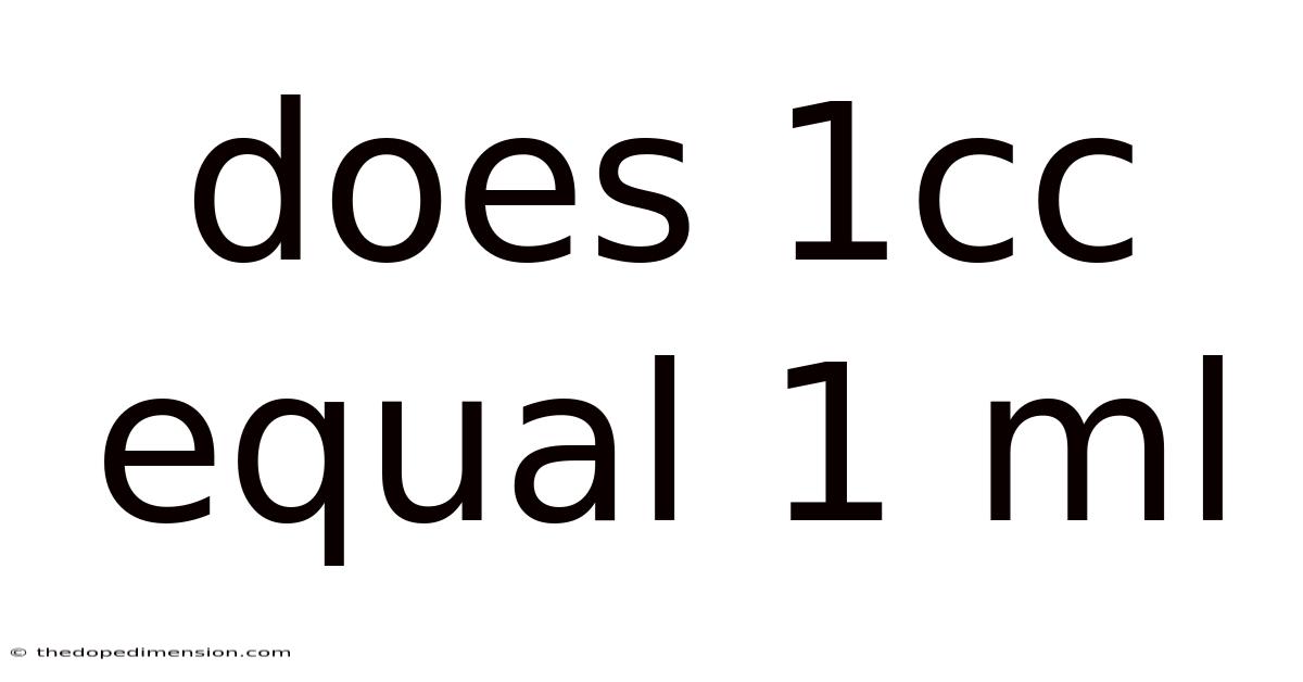 Does 1cc Equal 1 Ml