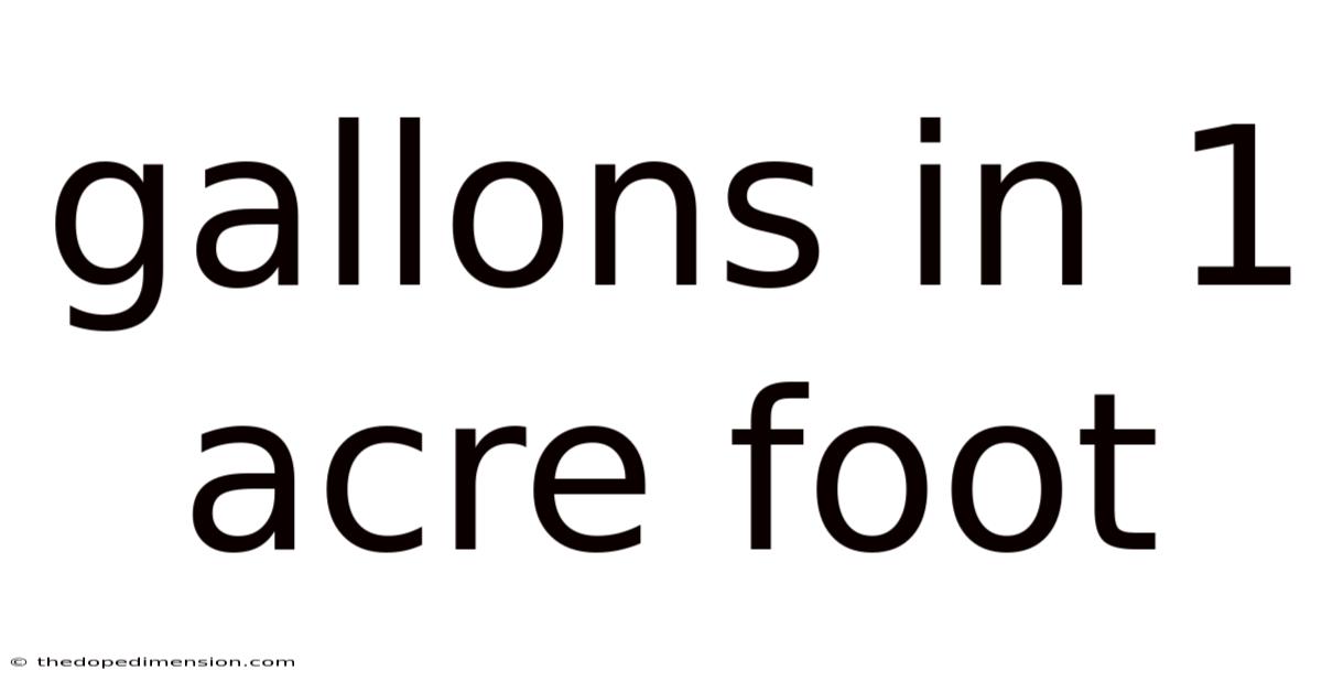 Gallons In 1 Acre Foot