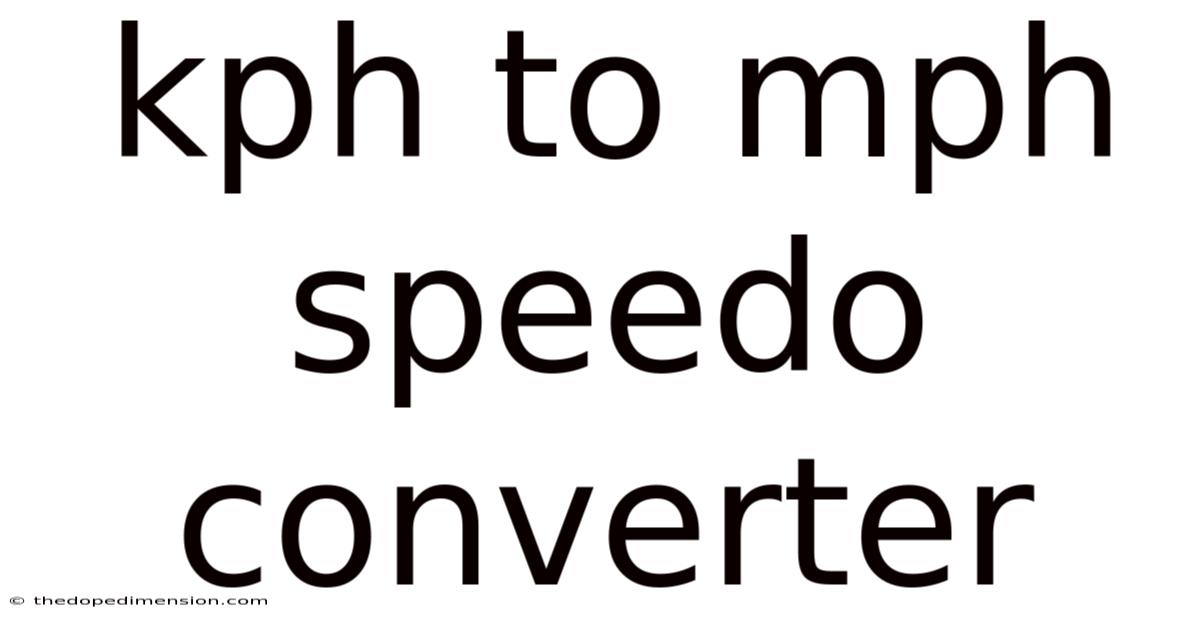 Kph To Mph Speedo Converter