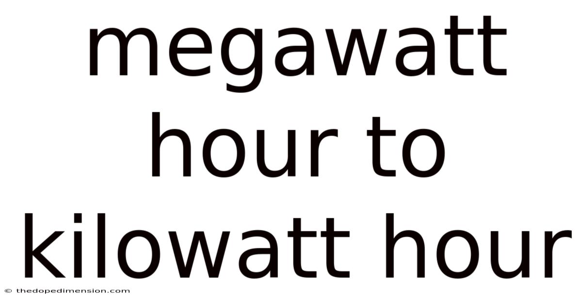 Megawatt Hour To Kilowatt Hour