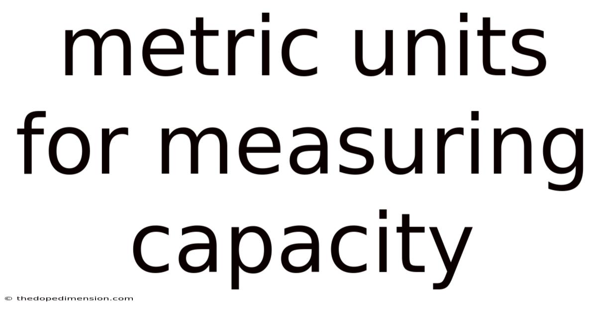 Metric Units For Measuring Capacity