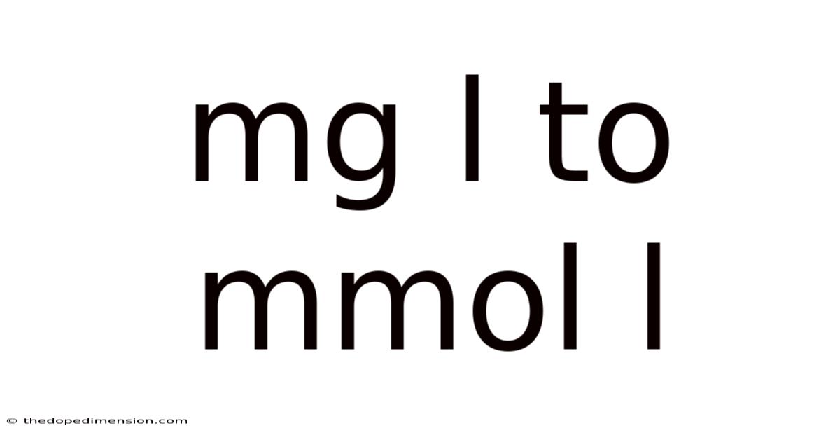 Mg L To Mmol L