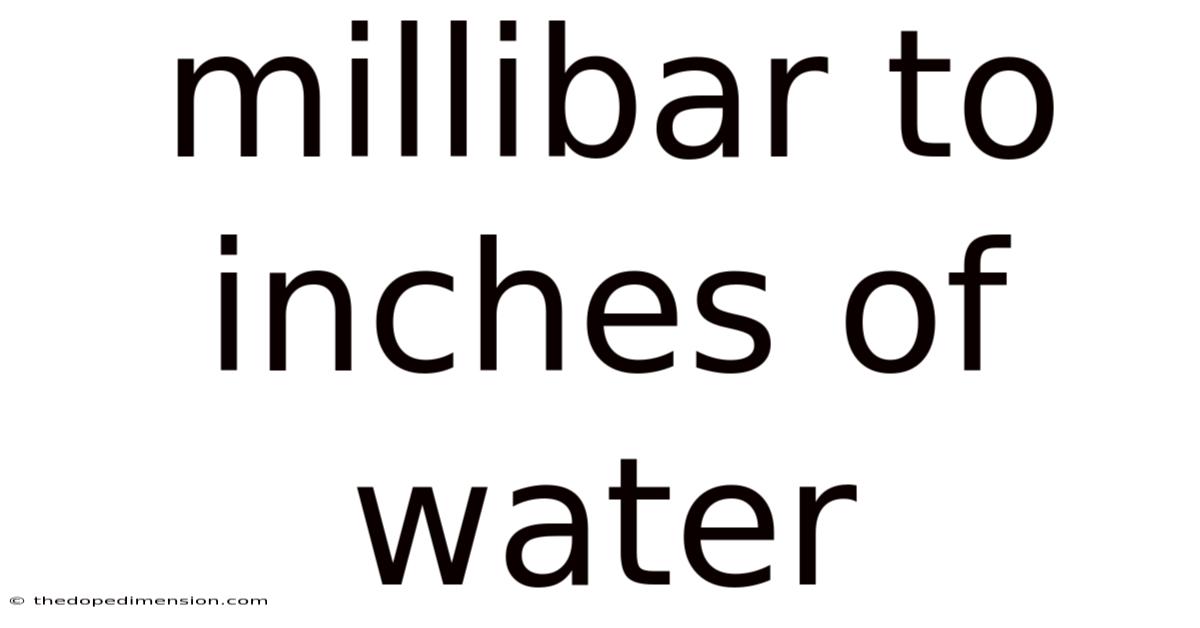 Millibar To Inches Of Water