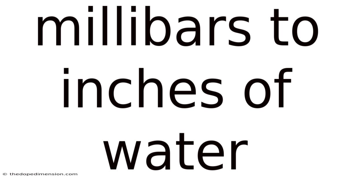 Millibars To Inches Of Water