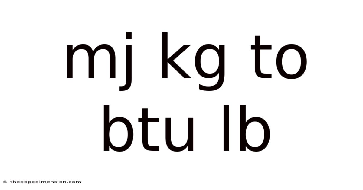 Mj Kg To Btu Lb