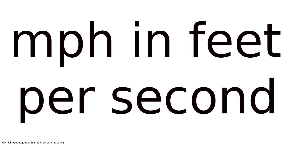 Mph In Feet Per Second