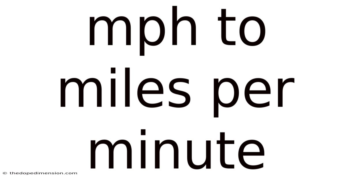 Mph To Miles Per Minute