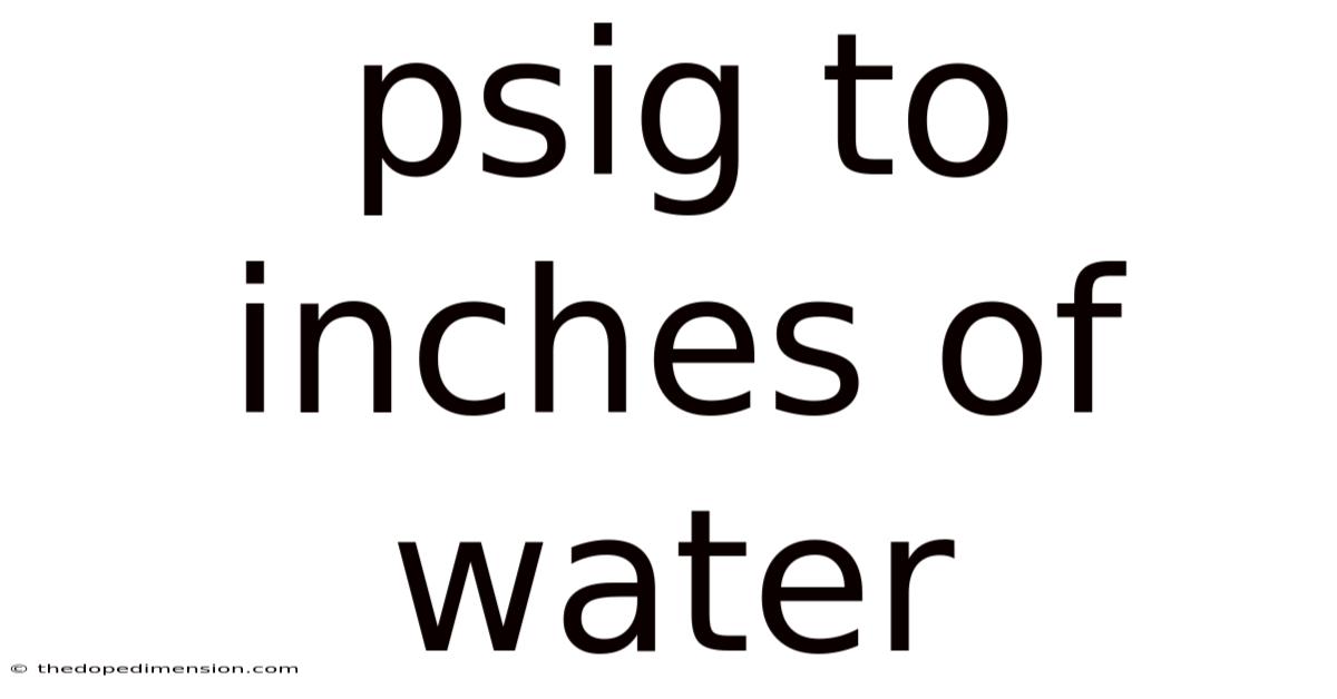 Psig To Inches Of Water