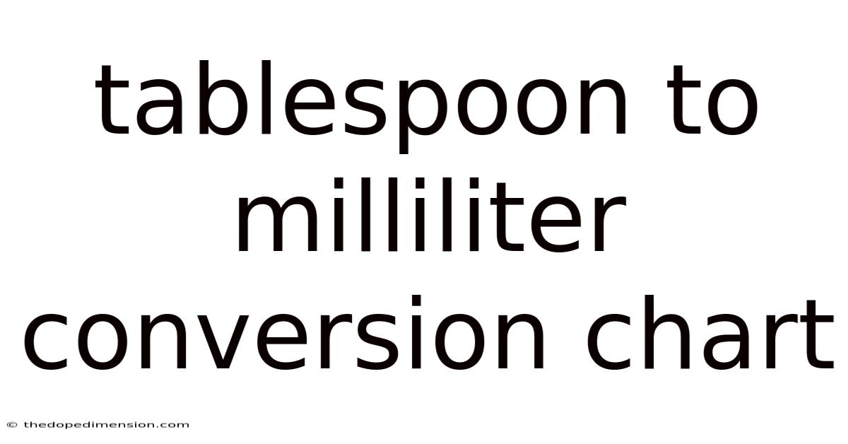 Tablespoon To Milliliter Conversion Chart