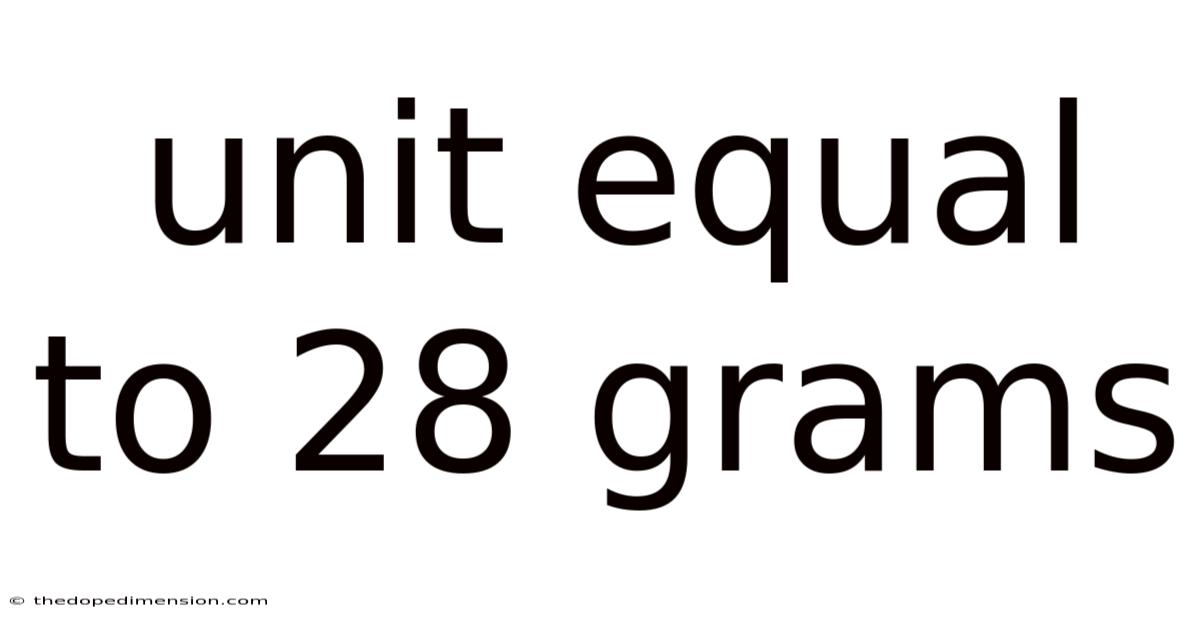 Unit Equal To 28 Grams