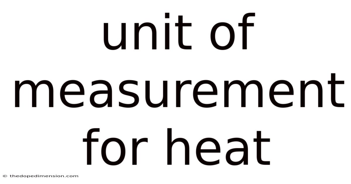 Unit Of Measurement For Heat