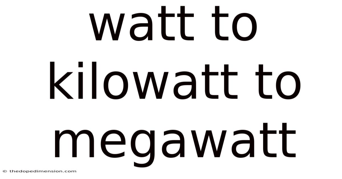 Watt To Kilowatt To Megawatt