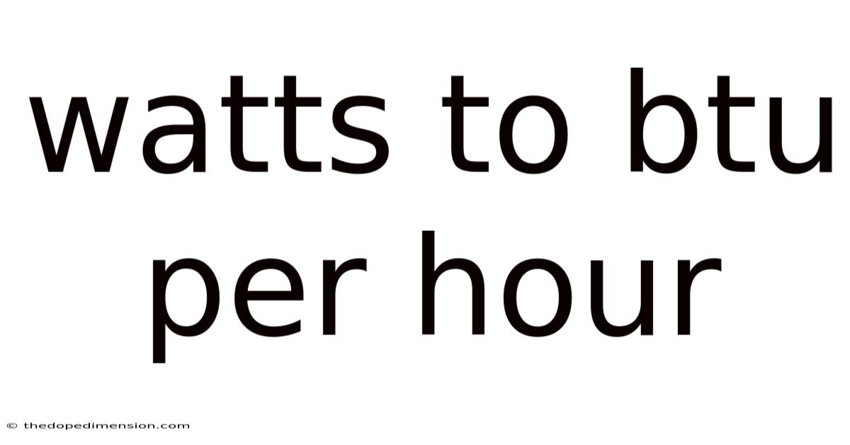 Watts To Btu Per Hour